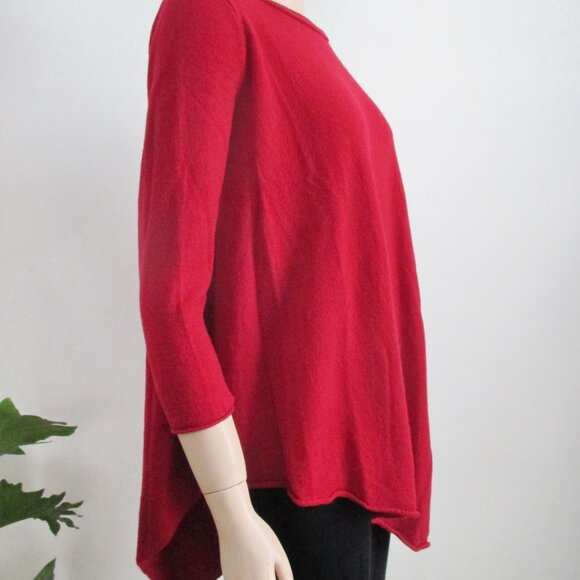 Cashmere Sweater Elfen Style Cranberry Red 3/4 Sleeves Size M - Picture 4 of 9